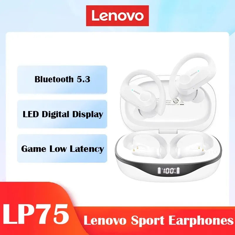 Choice Lenovo LP75 TWS Wireless Bluetooth V5.3 Earphones HiFi Stereo Noise Reduction Earbuds Waterproof Sports Headphones